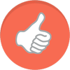 Orange circle with thumbs up